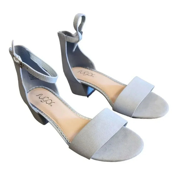NEW Sugar Women's Blue Gray Block Heel Noelle Low Fabric Upper Sandals Size 8 - Picture 3 of 5